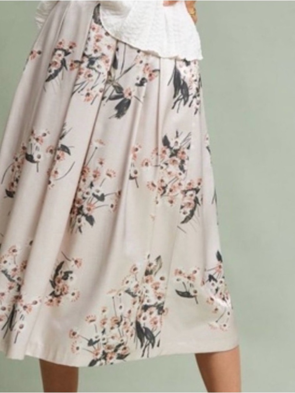 Anthropologie Della Bee Garden Floral Skirt Size XS Champagne Pink Dainty Demure